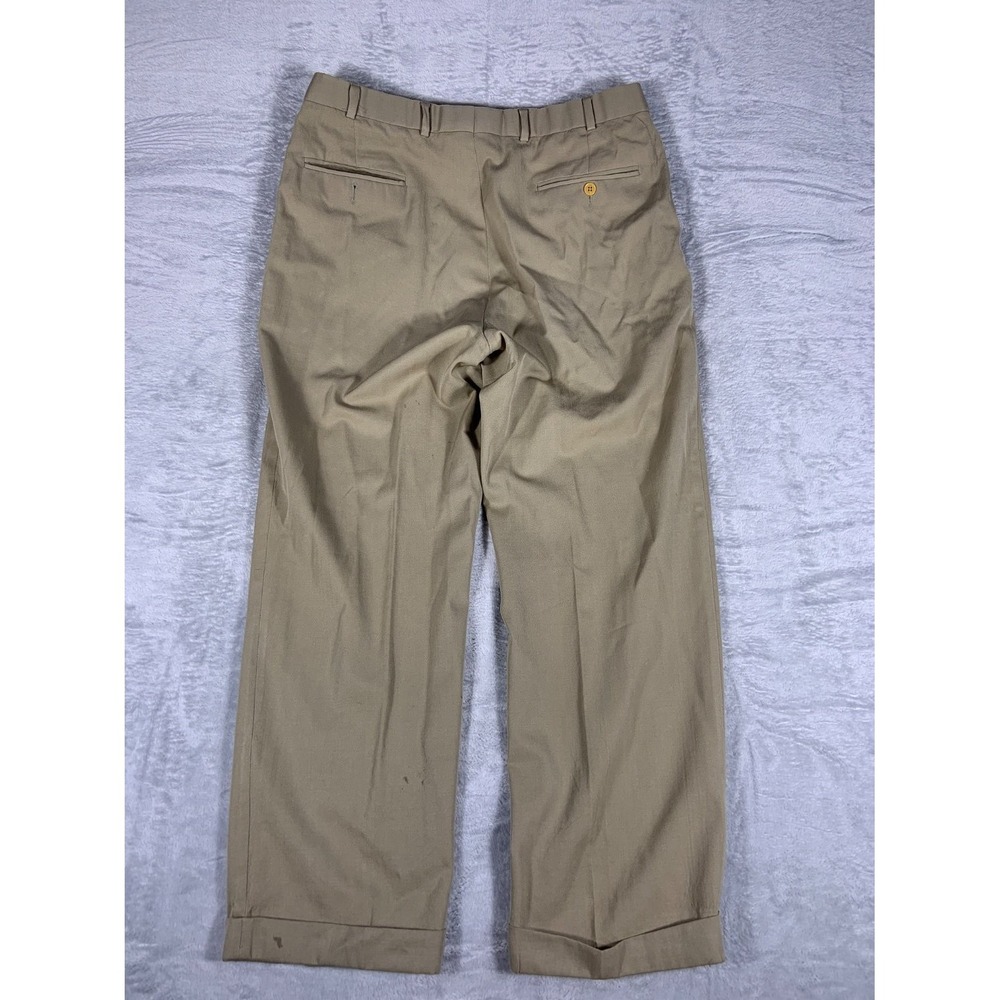 Brooks Brothers 346 Men's Pants Size 36 Tan Button-through Rear Pocket Wool - Picture 6 of 12